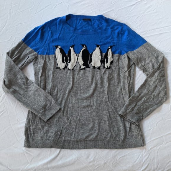 Talbots Penguin Sweater Blue Gray Crew Neck - Picture 5 of 9